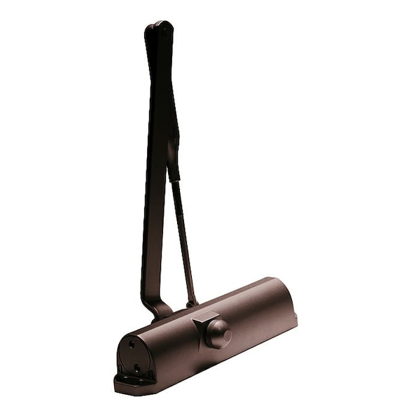 Door Closer, Dark Bronze Painted, Round Arm Secure Non-Hold Open Arm, Size 5,